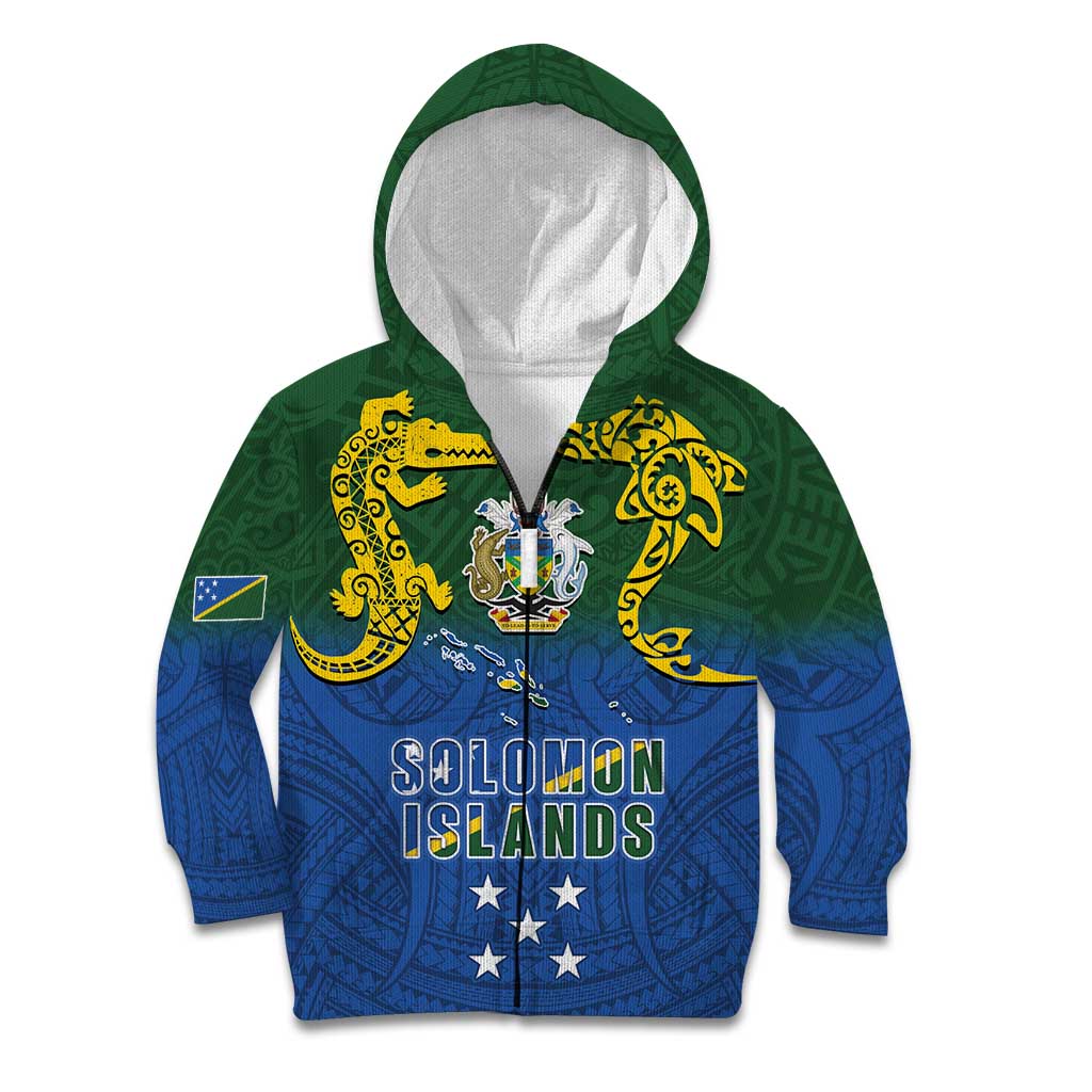 Solomon Islands Kid Hoodie The Guardians-Tribal Crocodile and Shark Melanesian Tattoo