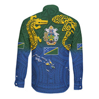 Solomon Islands Long Sleeve Button Shirt The Guardians-Tribal Crocodile and Shark Melanesian Tattoo LT03 - Polynesian Pride