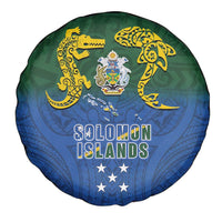 Solomon Islands Spare Tire Cover The Guardians-Tribal Crocodile and Shark Melanesian Tattoo