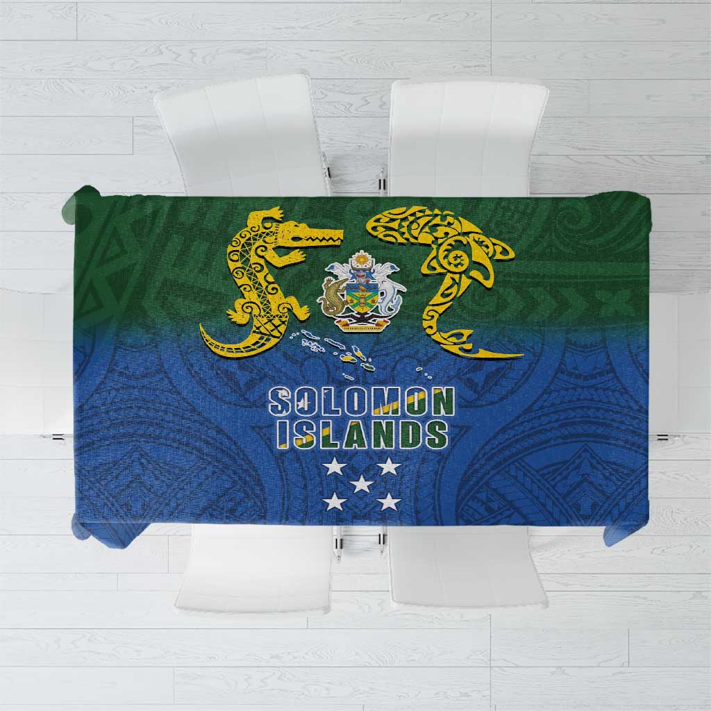 Solomon Islands Tablecloth The Guardians-Tribal Crocodile and Shark Melanesian Tattoo