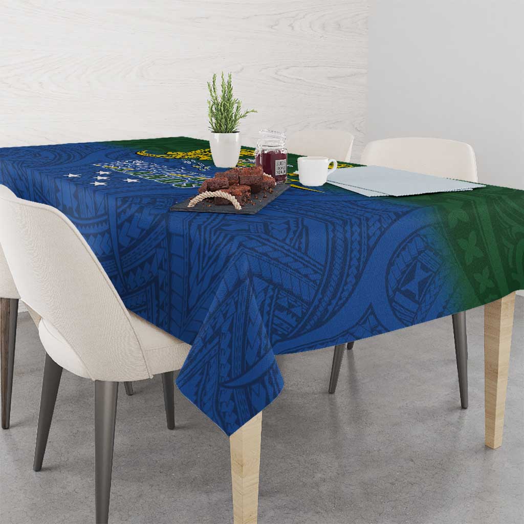 Solomon Islands Tablecloth The Guardians-Tribal Crocodile and Shark Melanesian Tattoo