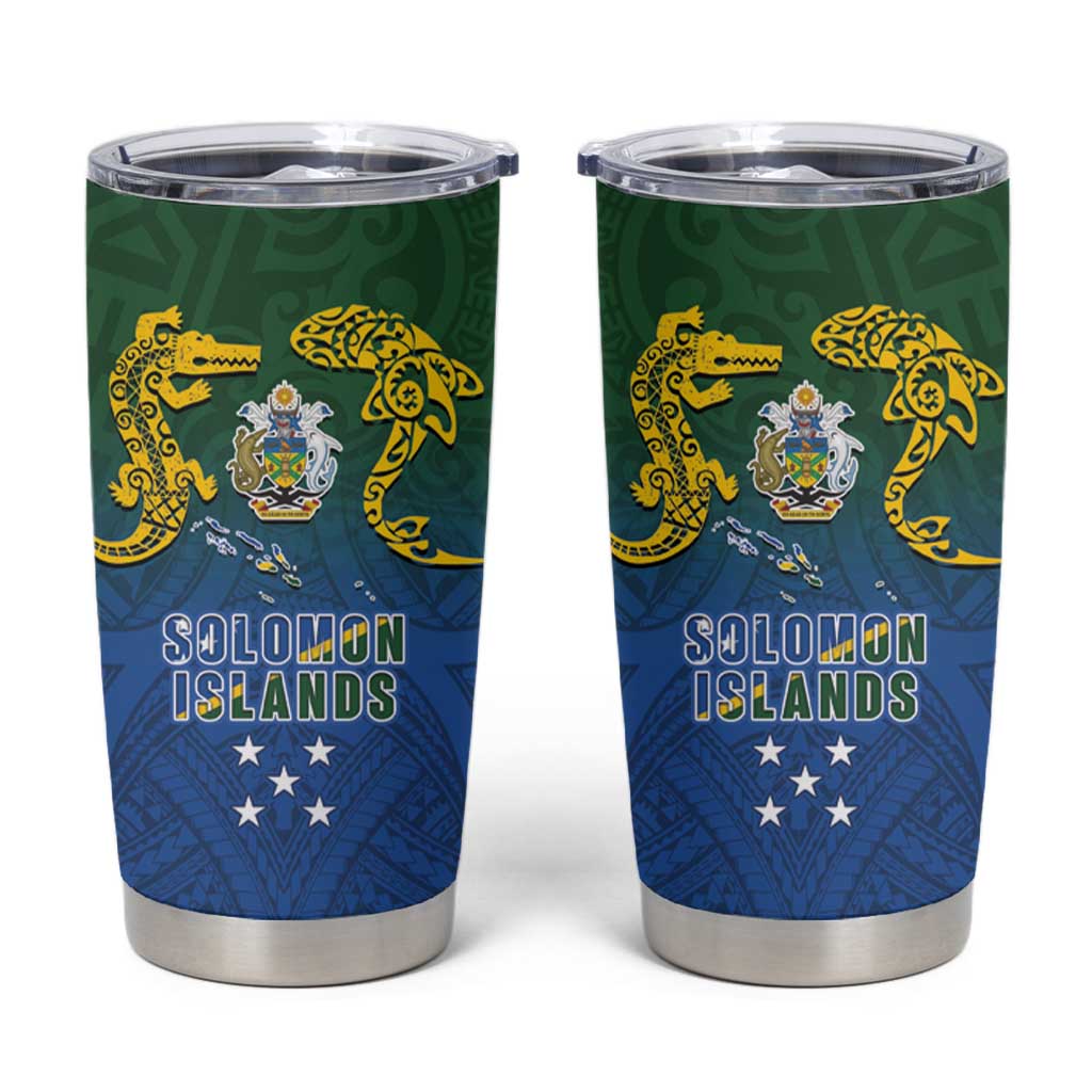 Solomon Islands Tumbler Cup The Guardians-Tribal Crocodile and Shark Melanesian Tattoo