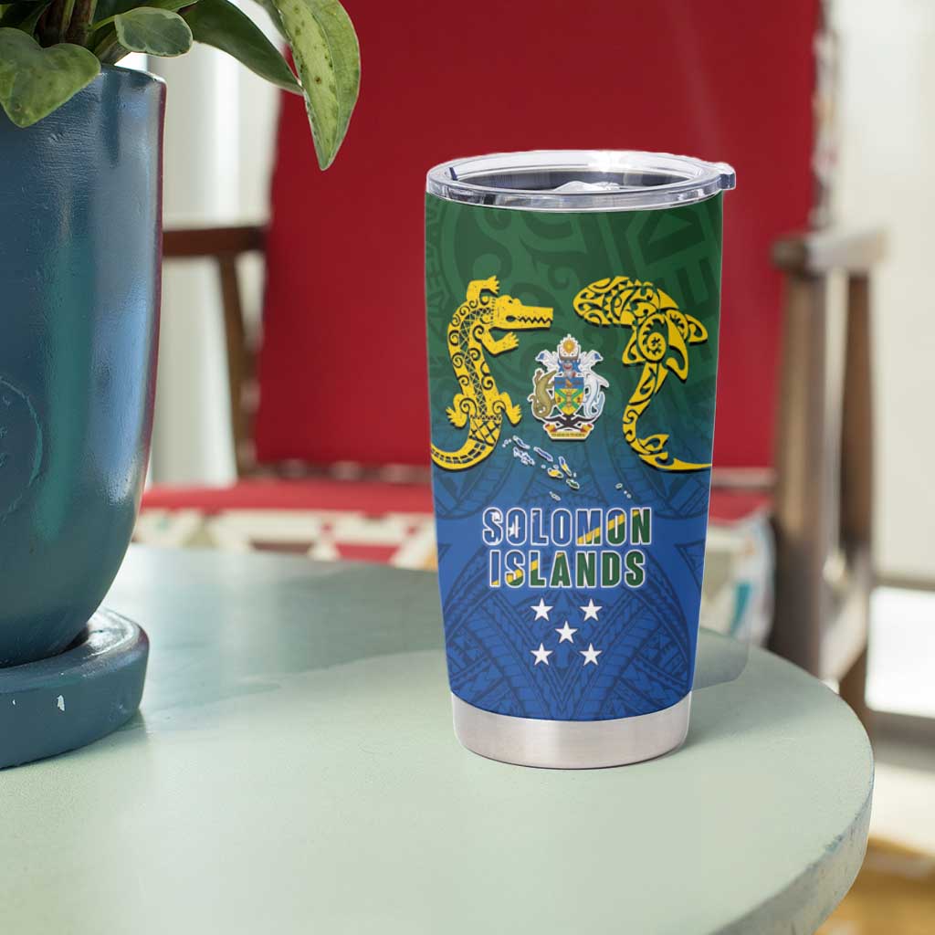 Solomon Islands Tumbler Cup The Guardians-Tribal Crocodile and Shark Melanesian Tattoo LT03 - Polynesian Pride