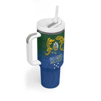 Solomon Islands Tumbler With Handle The Guardians-Tribal Crocodile and Shark Melanesian Tattoo LT03 - Polynesian Pride