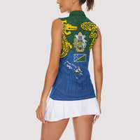 Solomon Islands Women Sleeveless Polo Shirt The Guardians-Tribal Crocodile and Shark Melanesian Tattoo LT03 - Polynesian Pride
