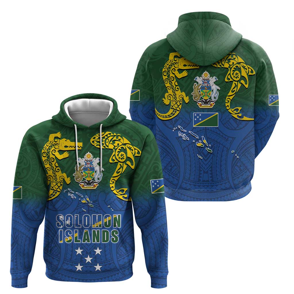 Solomon Islands Zip Hoodie The Guardians-Tribal Crocodile and Shark Melanesian Tattoo