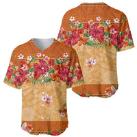 Hawaii Hibiscus Baseball Jersey Turtles and Tribal Motifs Vintage Floral Style LT03 - Polynesian Pride