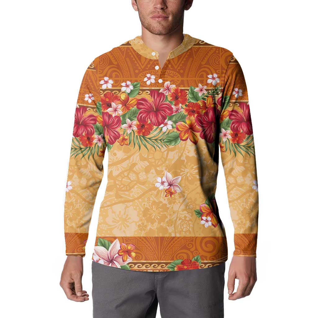 Hawaii Hibiscus Button Sweatshirt Turtles and Tribal Motifs Vintage Floral Style