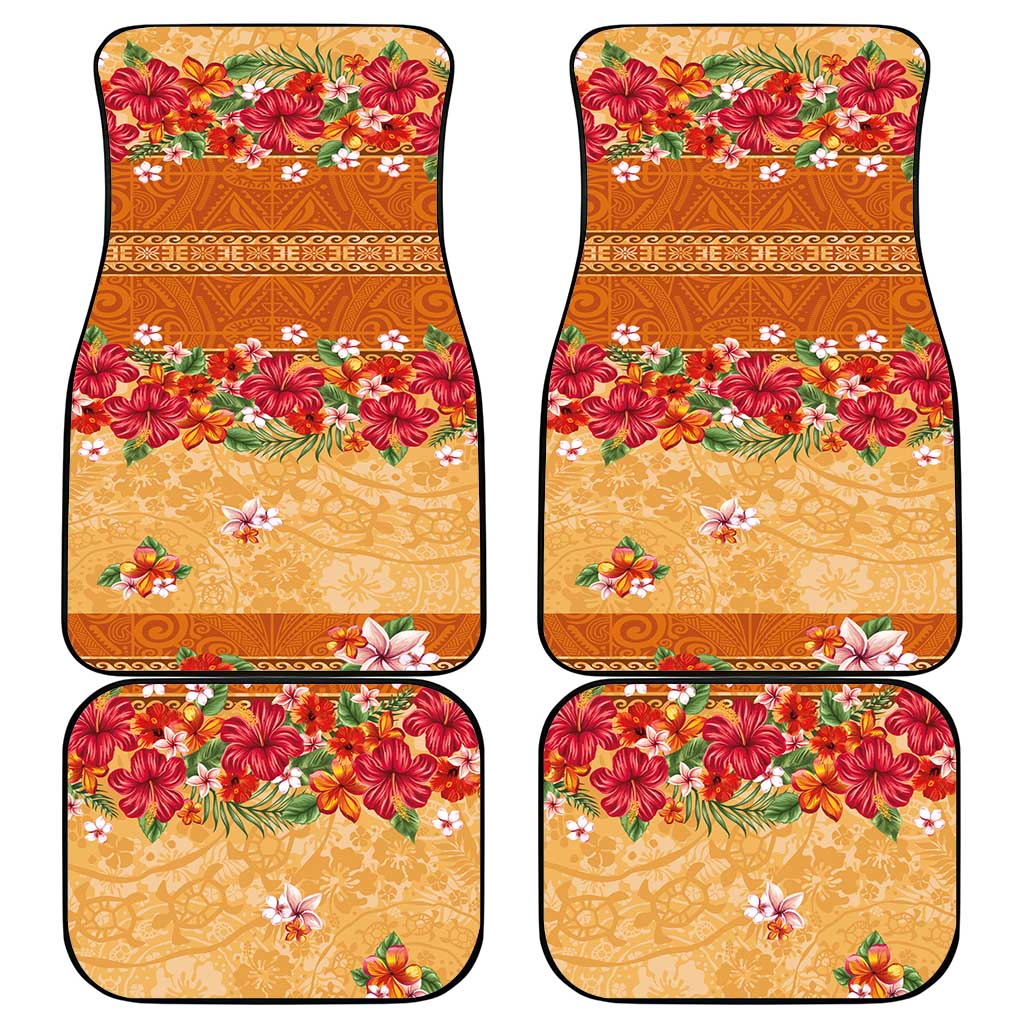 Hawaii Hibiscus Car Mats Turtles and Tribal Motifs Vintage Floral Style
