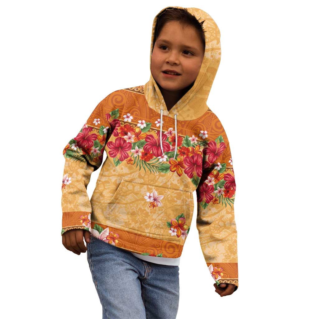 Hawaii Hibiscus Kid Hoodie Turtles and Tribal Motifs Vintage Floral Style