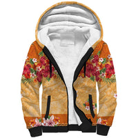 Hawaii Hibiscus Sherpa Hoodie Turtles and Tribal Motifs Vintage Floral Style