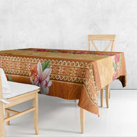 Hawaii Hibiscus Tablecloth Turtles and Tribal Motifs Vintage Floral Style