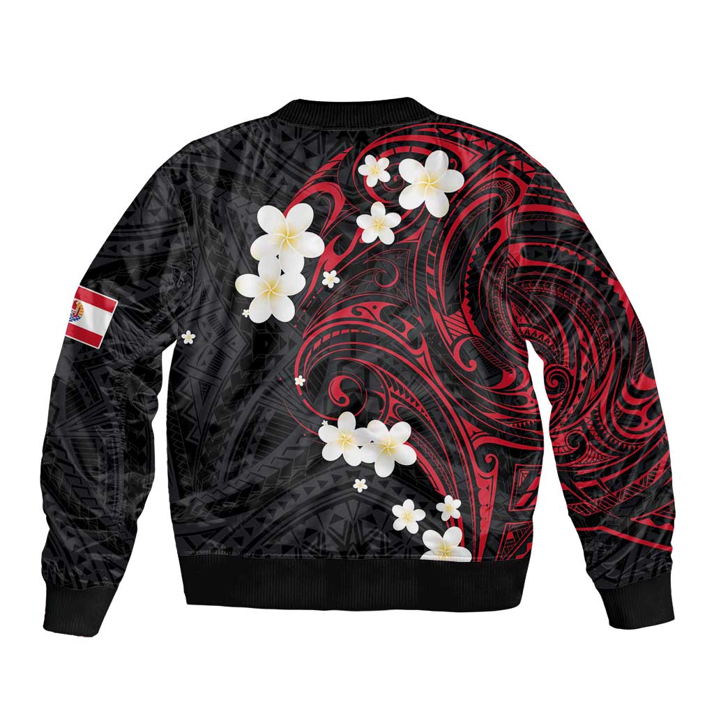 French Polynesia Tiare Day Bomber Jacket Seal and Polynesian Pattern