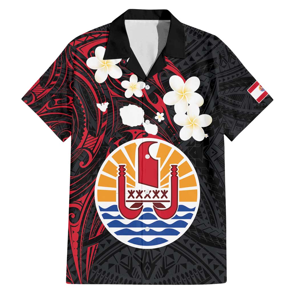 French Polynesia Tiare Day Family Matching Mermaid Dress and Hawaiian Shirt Seal and Polynesian Pattern LT03 Dad's Shirt - Short Sleeve Black - Polynesian Pride