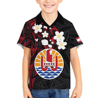 French Polynesia Tiare Day Family Matching Off The Shoulder Long Sleeve Dress and Hawaiian Shirt Seal and Polynesian Pattern LT03 Son's Shirt Black - Polynesian Pride