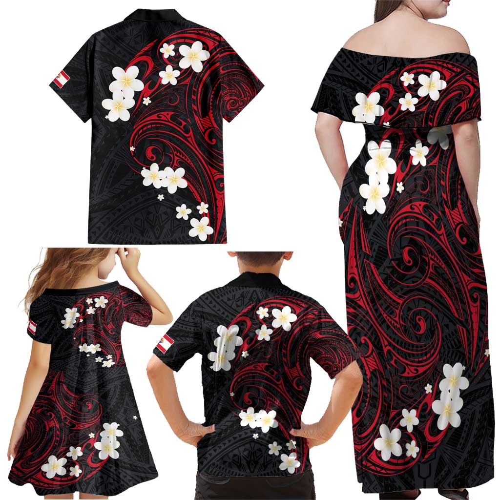 French Polynesia Tiare Day Family Matching Off Shoulder Maxi Dress and Hawaiian Shirt Seal and Polynesian Pattern LT03 - Polynesian Pride