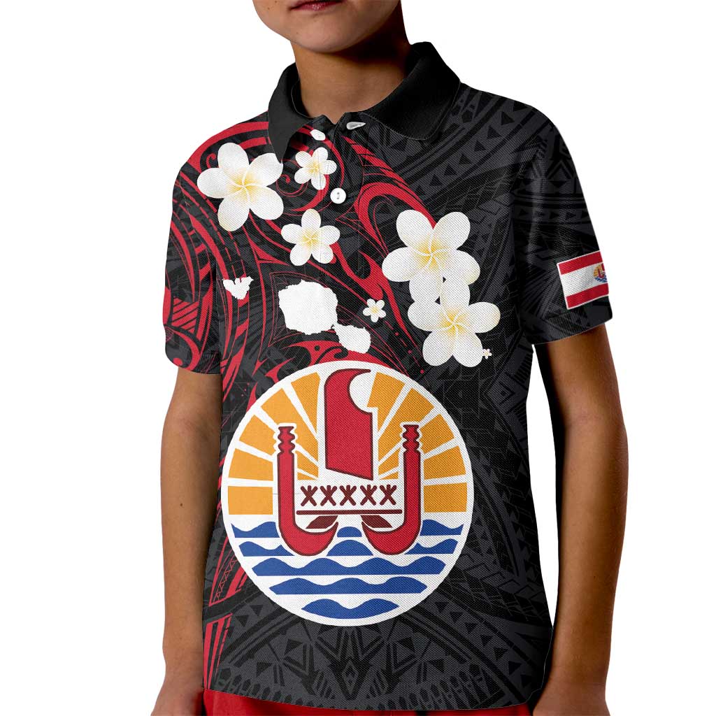French Polynesia Tiare Day Kid Polo Shirt Seal and Polynesian Pattern LT03 Kid Black - Polynesian Pride