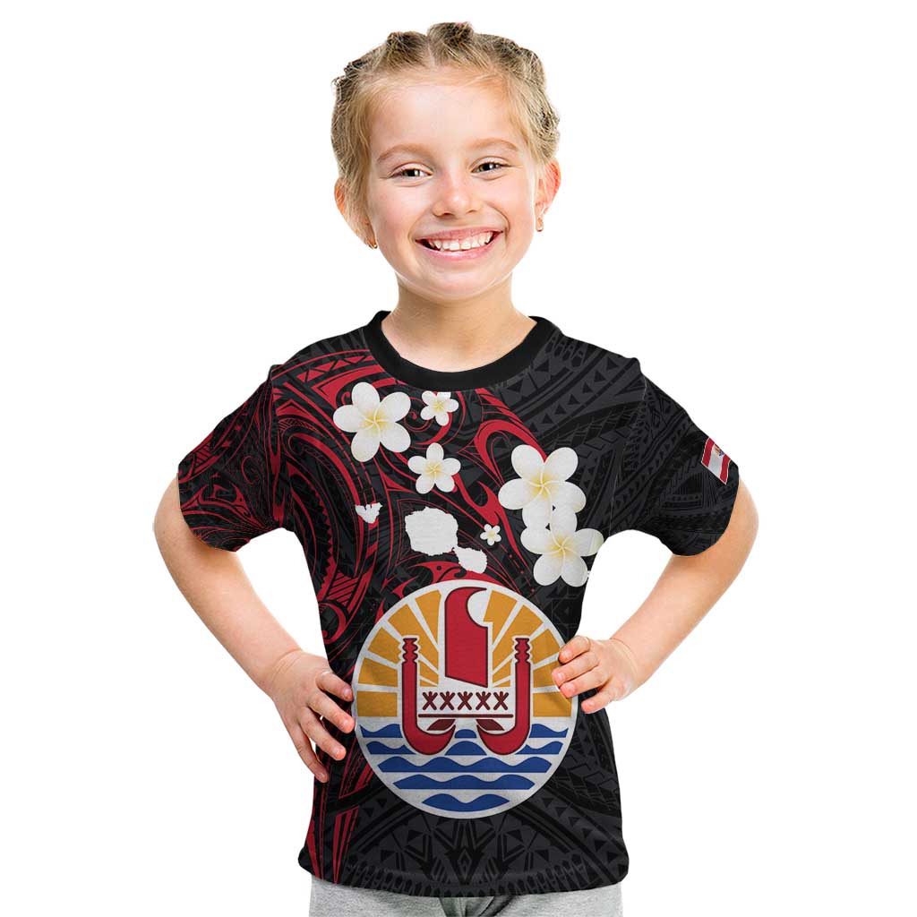 French Polynesia Tiare Day Kid T Shirt Seal and Polynesian Pattern LT03 Black - Polynesian Pride