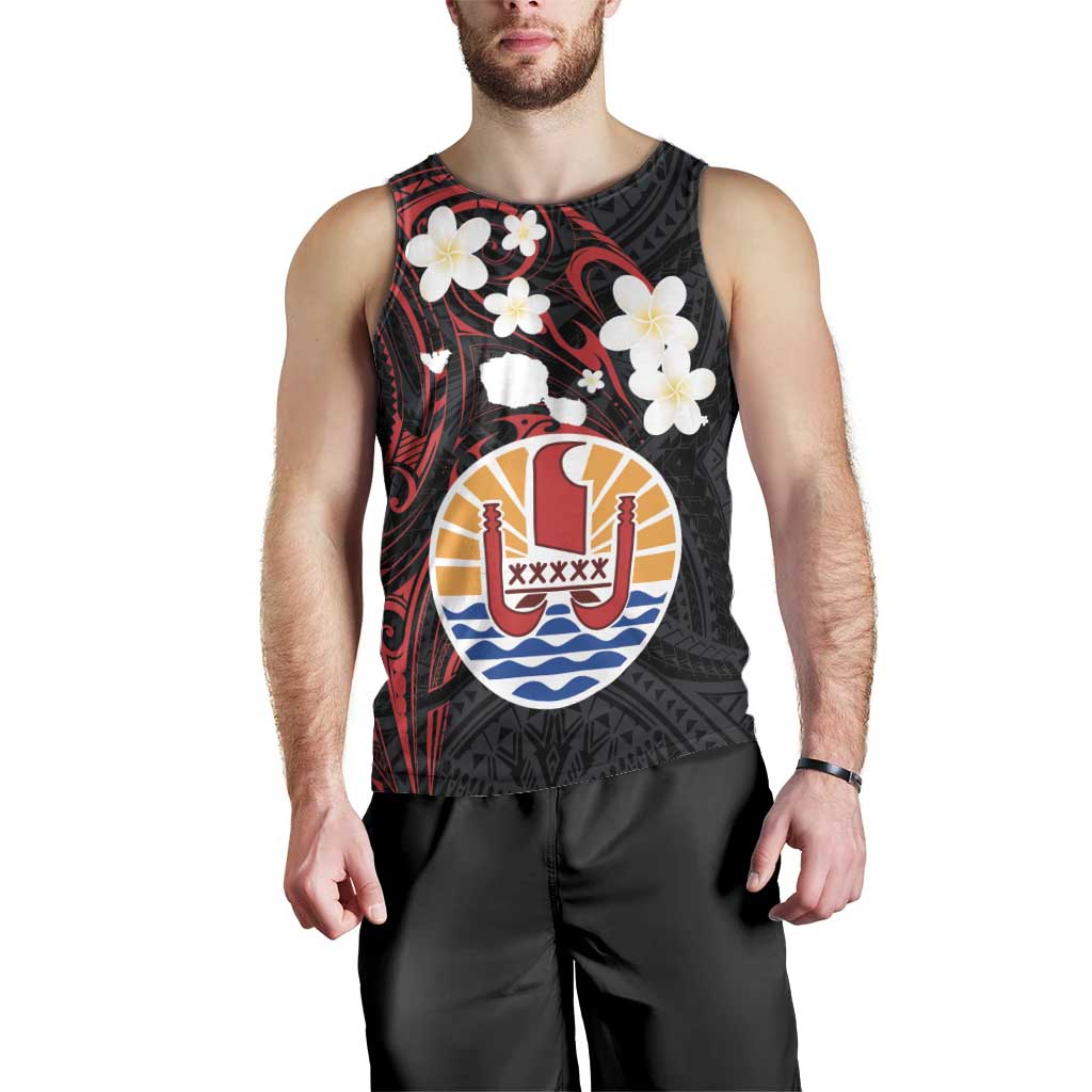 French Polynesia Tiare Day Men Tank Top Seal and Polynesian Pattern