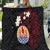 French Polynesia Tiare Day Quilt Seal and Polynesian Pattern LT03 Black - Polynesian Pride