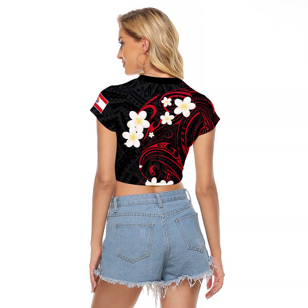 French Polynesia Tiare Day Raglan Cropped T Shirt Seal and Polynesian Pattern LT03 - Polynesian Pride