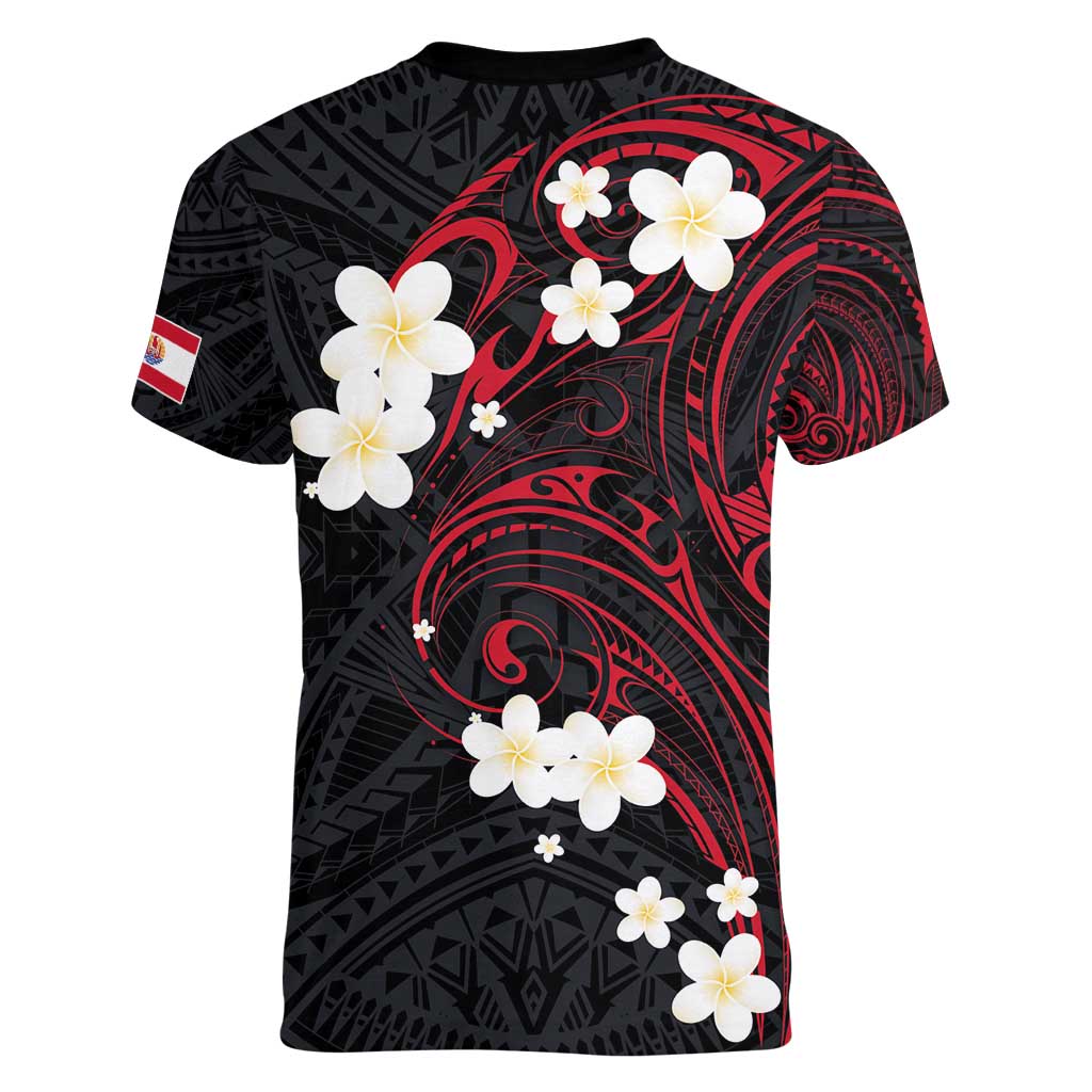 French Polynesia Tiare Day Women V-Neck T-Shirt Seal and Polynesian Pattern LT03 - Polynesian Pride