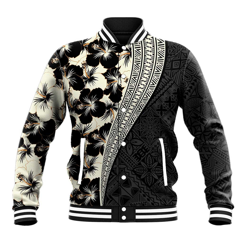 Bula Hibiscus Festival Baseball Jacket Tapa Pattern Half Style LT03 Unisex Beige - Polynesian Pride