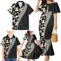 Bula Hibiscus Festival Family Matching Mermaid Dress and Hawaiian Shirt Tapa Pattern Half Style LT03 - Polynesian Pride