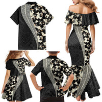 Bula Hibiscus Festival Family Matching Mermaid Dress and Hawaiian Shirt Tapa Pattern Half Style LT03 - Polynesian Pride