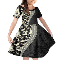 Bula Hibiscus Festival Family Matching Off The Shoulder Long Sleeve Dress and Hawaiian Shirt Tapa Pattern Half Style