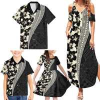 Bula Hibiscus Festival Family Matching Summer Maxi Dress and Hawaiian Shirt Tapa Pattern Half Style LT03 - Polynesian Pride