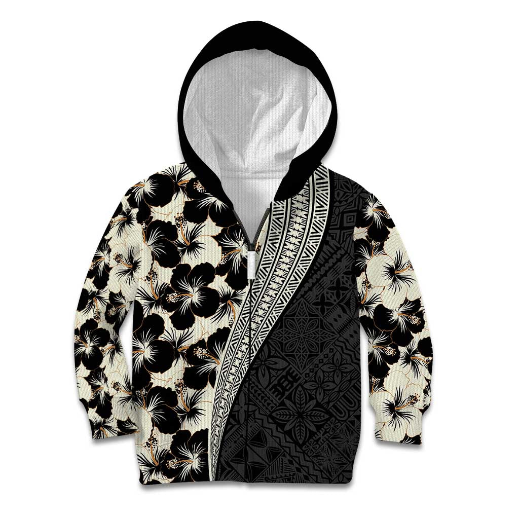 Bula Hibiscus Festival Kid Hoodie Tapa Pattern Half Style