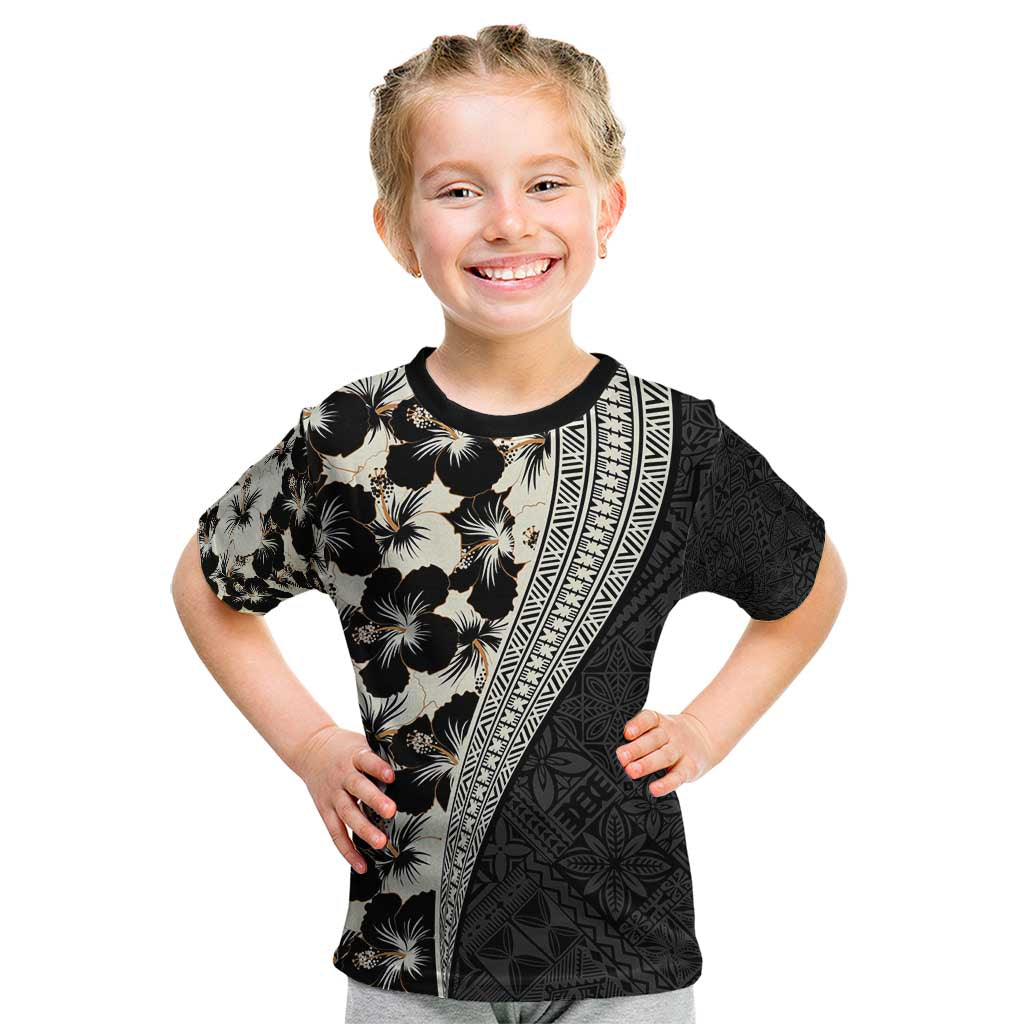 Bula Hibiscus Festival Kid T Shirt Tapa Pattern Half Style LT03 Beige - Polynesian Pride