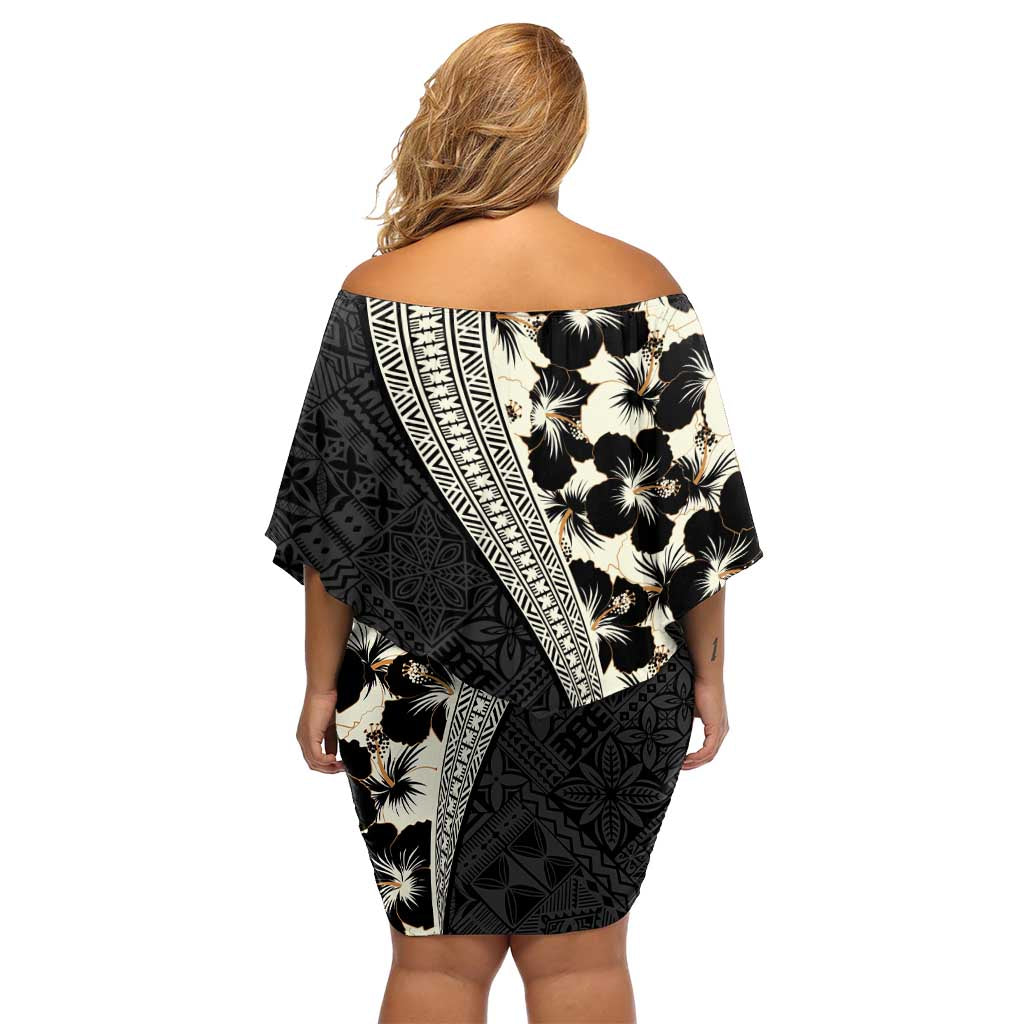 Bula Hibiscus Festival Off Shoulder Short Dress Tapa Pattern Half Style