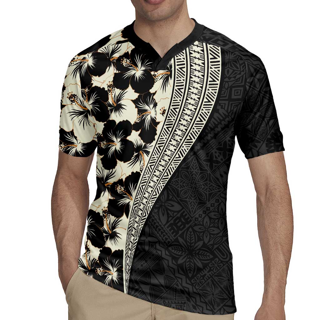 Bula Hibiscus Festival Rugby Jersey Tapa Pattern Half Style