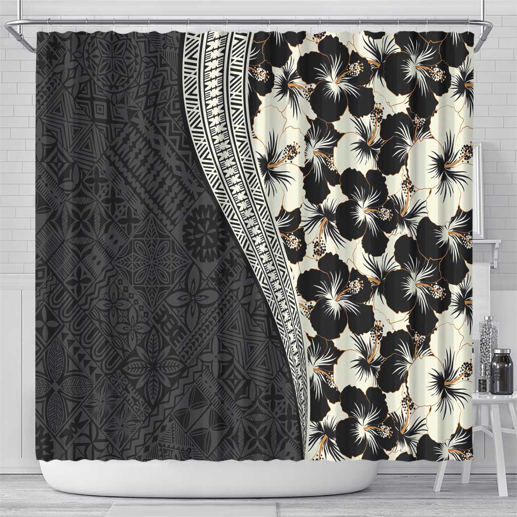 Bula Hibiscus Festival Shower Curtain Tapa Pattern Half Style LT03 - Polynesian Pride