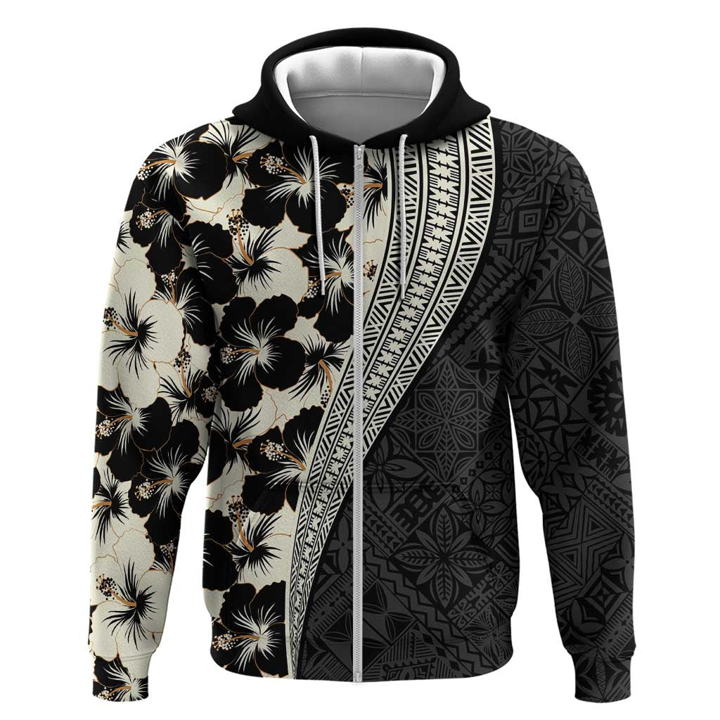 Bula Hibiscus Festival Zip Hoodie Tapa Pattern Half Style