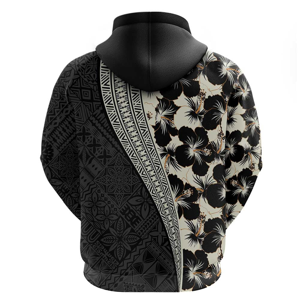 Bula Hibiscus Festival Zip Hoodie Tapa Pattern Half Style