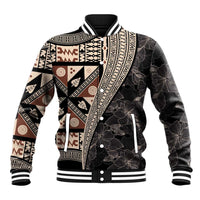 Bula Hibiscus Festival Baseball Jacket Fijian Masi Pattern Half Style