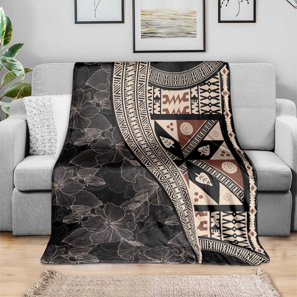 Bula Hibiscus Festival Blanket Fijian Masi Pattern Half Style LT03 - Polynesian Pride