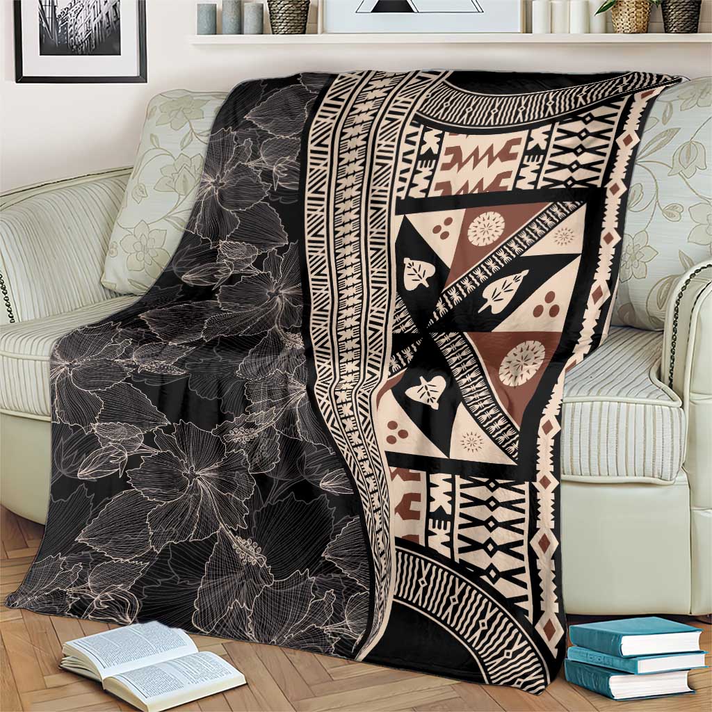 Bula Hibiscus Festival Blanket Fijian Masi Pattern Half Style LT03 - Polynesian Pride