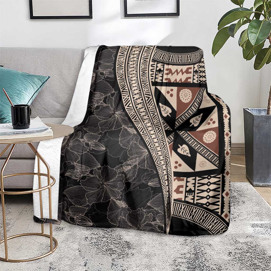 Bula Hibiscus Festival Blanket Fijian Masi Pattern Half Style LT03 - Polynesian Pride