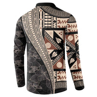 Bula Hibiscus Festival Button Sweatshirt Fijian Masi Pattern Half Style