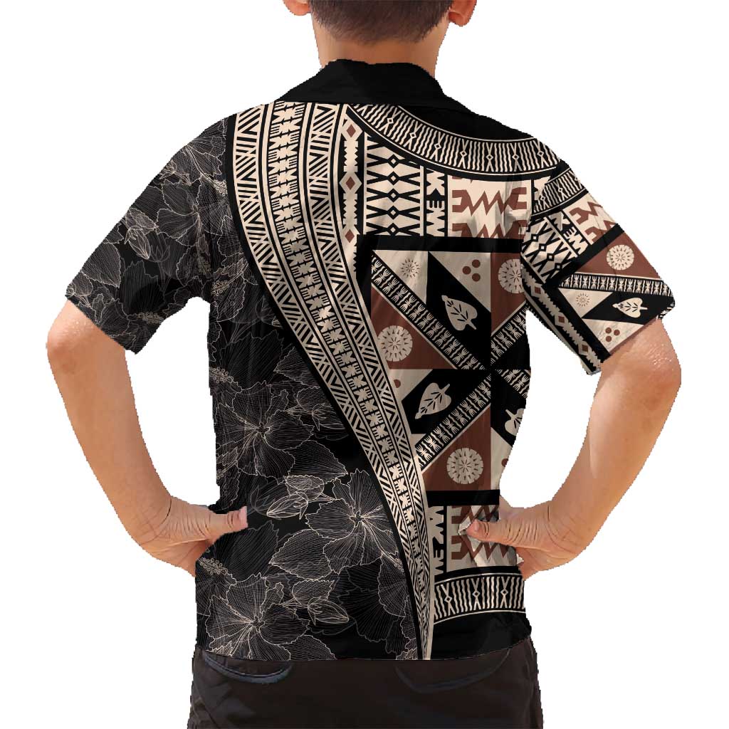 Bula Hibiscus Festival Family Matching Long Sleeve Bodycon Dress and Hawaiian Shirt Fijian Masi Pattern Half Style