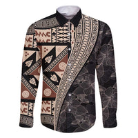 Bula Hibiscus Festival Family Matching Long Sleeve Bodycon Dress and Hawaiian Shirt Fijian Masi Pattern Half Style