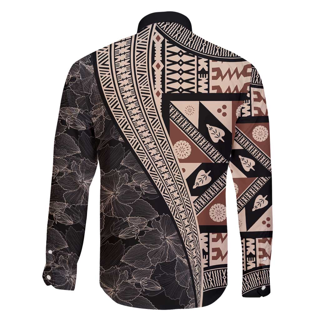 Bula Hibiscus Festival Family Matching Long Sleeve Bodycon Dress and Hawaiian Shirt Fijian Masi Pattern Half Style