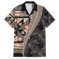 Bula Hibiscus Festival Family Matching Off Shoulder Maxi Dress and Hawaiian Shirt Fijian Masi Pattern Half Style