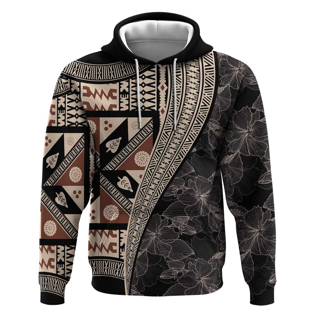 Bula Hibiscus Festival Hoodie Fijian Masi Pattern Half Style