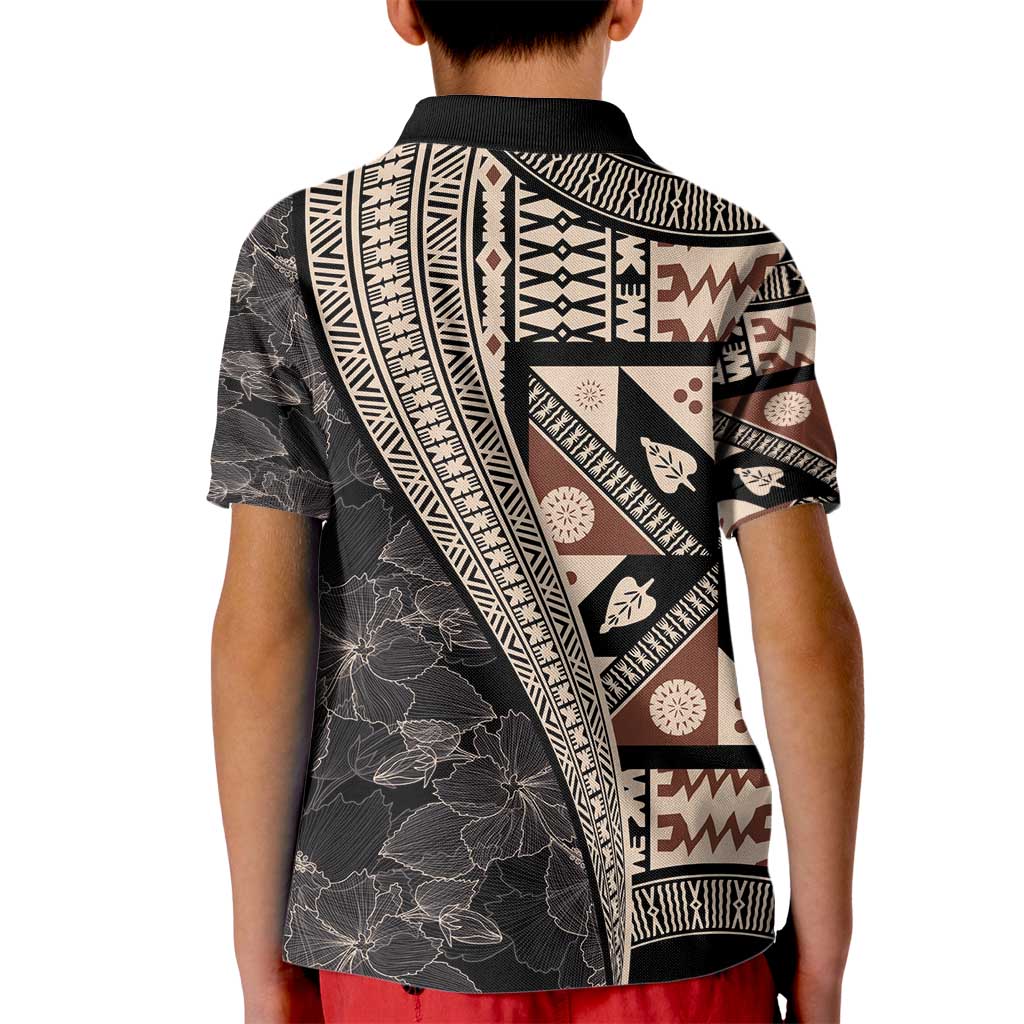 Bula Hibiscus Festival Kid Polo Shirt Fijian Masi Pattern Half Style
