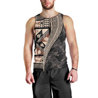 Bula Hibiscus Festival Men Tank Top Fijian Masi Pattern Half Style